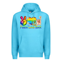 Ocean Blue peace love rock pride Premium Hoodie - texasbilliewilder
