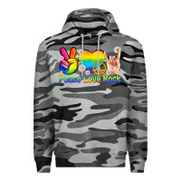 Slate Camo peace love rock pride Premium Hoodie - texasbilliewilder