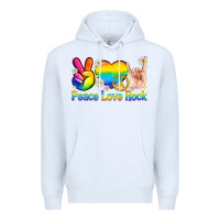 White peace love rock pride Premium Hoodie - texasbilliewilder