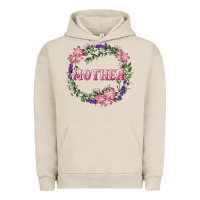 Pigment French Oak Mother With Floral Wreath Urban Hoodie - RanaPortraitStore