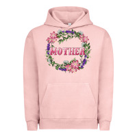 Pigment Salmon Mother With Floral Wreath Urban Hoodie - RanaPortraitStore