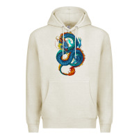 Oatmeal Heather Blue dragon Premium Hoodie - RanaPortraitStore
