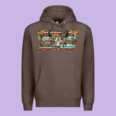 Boho Bull Skull And Serape Premium Hoodie Designed By Ranaportraitstore