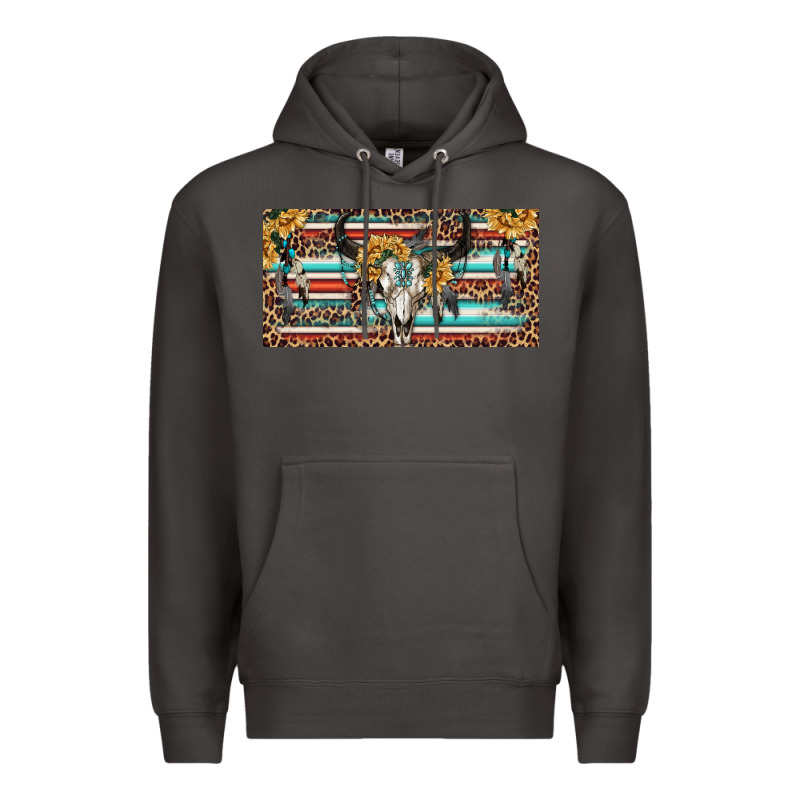 Boho Bull Skull And Serape Premium Hoodie by RanaPortraitStore | Teevron