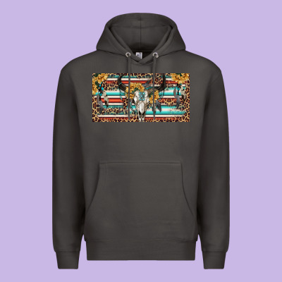 Boho Bull Skull And Serape Premium Hoodie Designed By Ranaportraitstore