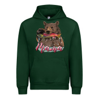 Forest Green Mother's Day Mama Bear Hunting Fish Urban Hoodie - RanaPortraitStore