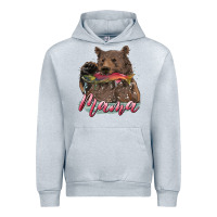 Heather Grey Mother's Day Mama Bear Hunting Fish Urban Hoodie - RanaPortraitStore