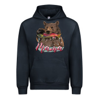 Navy Mother's Day Mama Bear Hunting Fish Urban Hoodie - RanaPortraitStore