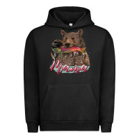 Pigment Black Mother's Day Mama Bear Hunting Fish Urban Hoodie - RanaPortraitStore