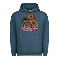 Pigment Midnight Navy Mother's Day Mama Bear Hunting Fish Urban Hoodie - RanaPortraitStore