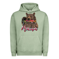 Pigment Oil Green Mother's Day Mama Bear Hunting Fish Urban Hoodie - RanaPortraitStore
