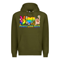 Army Green peace love rock pride Premium Hoodie - texasbilliewilder