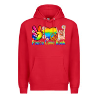 Red peace love rock pride Premium Hoodie - texasbilliewilder