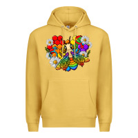 Antique Gold pride bee with daisy lgbtq Premium Hoodie - texasbilliewilder