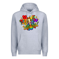 Heather Grey pride bee with daisy lgbtq Premium Hoodie - texasbilliewilder