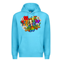 Ocean Blue pride bee with daisy lgbtq Premium Hoodie - texasbilliewilder