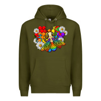 Army Green pride bee with daisy lgbtq Premium Hoodie - texasbilliewilder