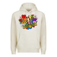 Oatmeal Heather pride bee with daisy lgbtq Premium Hoodie - texasbilliewilder