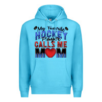 Ocean Blue my favorite hockey player calls me mom Premium Hoodie - Zillion Design Studio