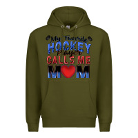 Army Green my favorite hockey player calls me mom Premium Hoodie - Zillion Design Studio