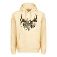 Pina Colada Boho Deer Skull Sunflowers And Gemstone Premium Hoodie - RanaPortraitStore