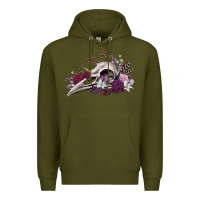 Army Green Boho floral raven skull Premium Hoodie - RanaPortraitStore