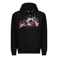 Black Boho floral raven skull Premium Hoodie - RanaPortraitStore
