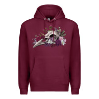 Burgundy Boho floral raven skull Premium Hoodie - RanaPortraitStore