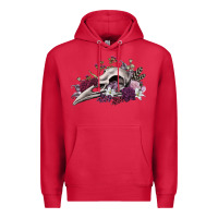 Cardinal Boho floral raven skull Premium Hoodie - RanaPortraitStore