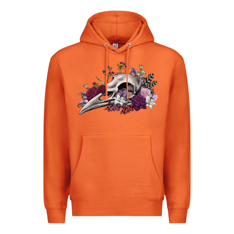 Boho Floral Raven Skull Premium Hoodie by RanaPortraitStore | Teevron