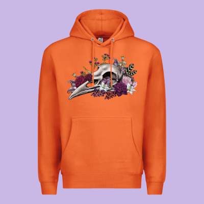 Boho Floral Raven Skull Premium Hoodie Designed By Ranaportraitstore