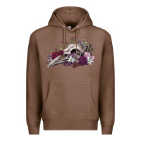 Chestnut Boho floral raven skull Premium Hoodie - RanaPortraitStore