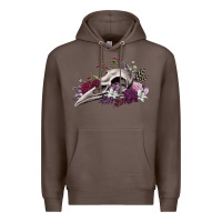 Coffee Boho floral raven skull Premium Hoodie - RanaPortraitStore