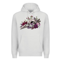 Dove Grey Boho floral raven skull Premium Hoodie - RanaPortraitStore