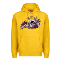 Lemon Boho floral raven skull Premium Hoodie - RanaPortraitStore