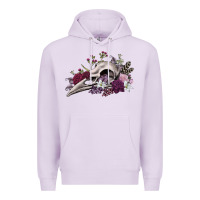 Lilac Boho floral raven skull Premium Hoodie - RanaPortraitStore