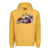 Mustard Boho floral raven skull Premium Hoodie - RanaPortraitStore