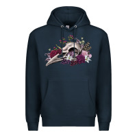 Navy Boho floral raven skull Premium Hoodie - RanaPortraitStore
