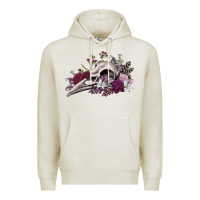 Oatmeal Heather Boho floral raven skull Premium Hoodie - RanaPortraitStore