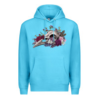 Ocean Blue Boho floral raven skull Premium Hoodie - RanaPortraitStore