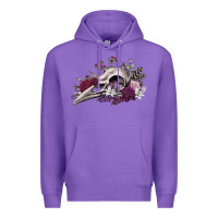 Purple Boho floral raven skull Premium Hoodie - RanaPortraitStore