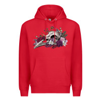 Red Boho floral raven skull Premium Hoodie - RanaPortraitStore