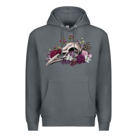Rock Boho floral raven skull Premium Hoodie - RanaPortraitStore