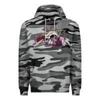 Slate Camo Boho floral raven skull Premium Hoodie - RanaPortraitStore