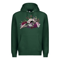 Sports Green Boho floral raven skull Premium Hoodie - RanaPortraitStore