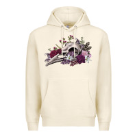 Tofu Boho floral raven skull Premium Hoodie - RanaPortraitStore