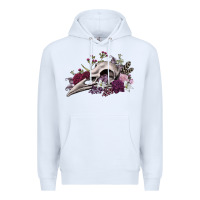White Boho floral raven skull Premium Hoodie - RanaPortraitStore