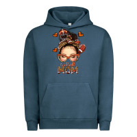 Pigment Midnight Navy football messy bun mom Urban Hoodie - texasbilliewilder