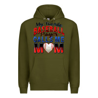 Army Green my favorite baseball player calls me mom Premium Hoodie - Zillion Design Studio