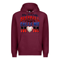 Burgundy my favorite baseball player calls me mom Premium Hoodie - Zillion Design Studio